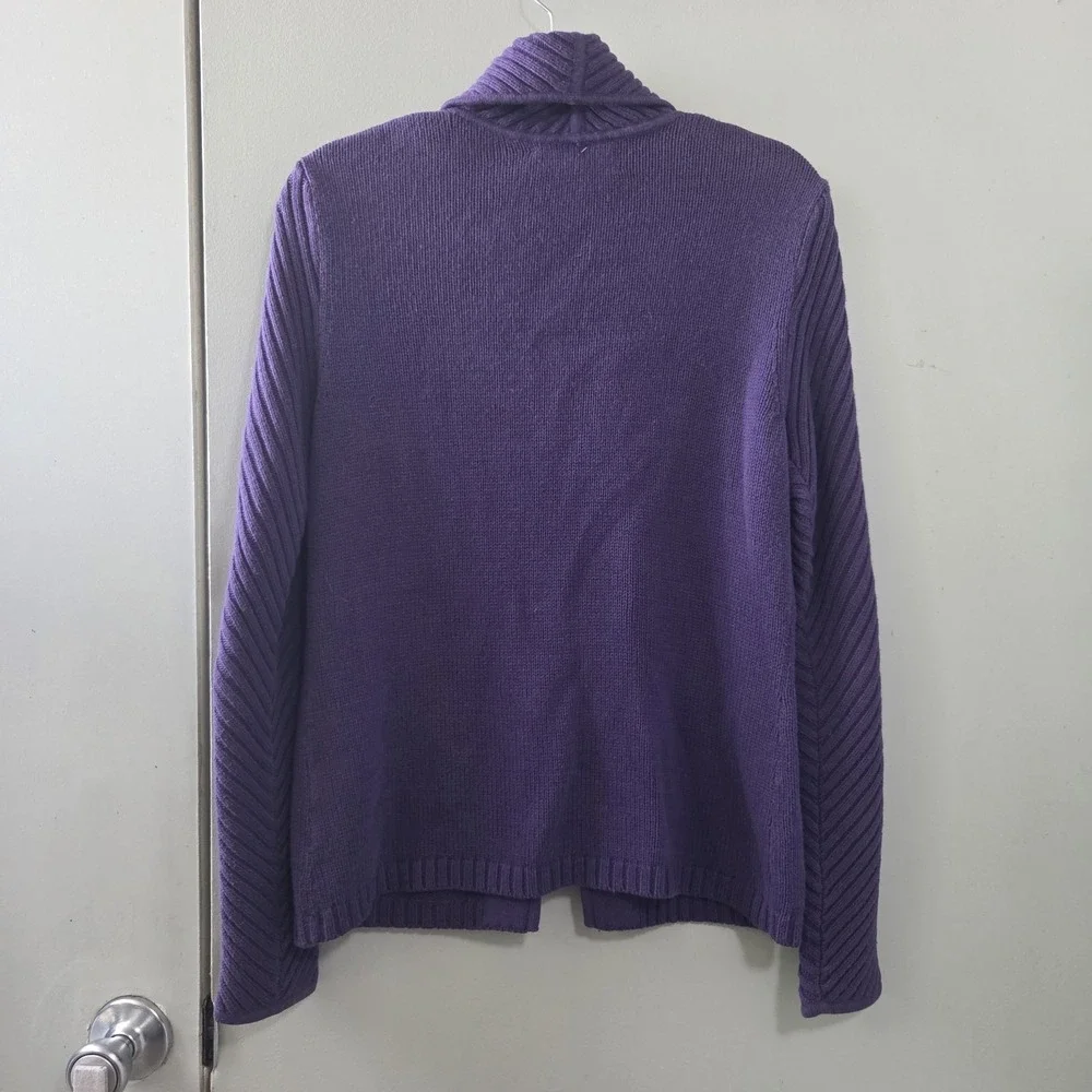 Mindfully Mended S Purple Ribbed Cardigan Sweater Toggle Y2K Style Jones NY